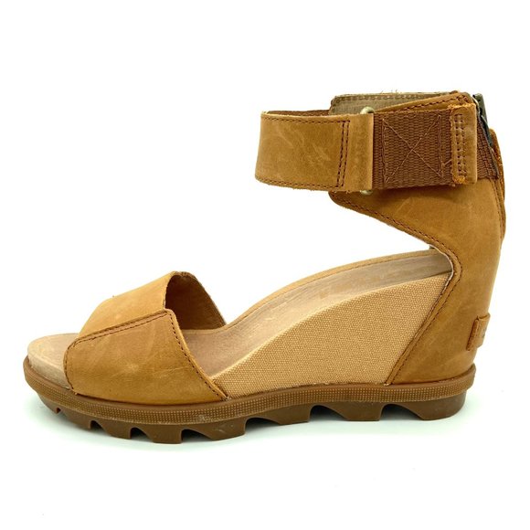Sorel Shoes - Sorel Joanie II Ankle Strap Wedge Sandal Tan Camel Brown, US 6.5 EU 37.5